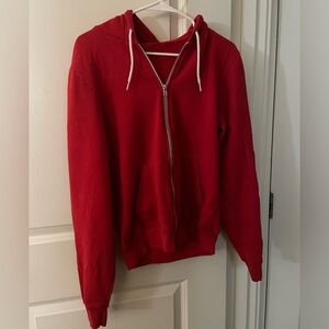 Red American Apparel zip up hoodie